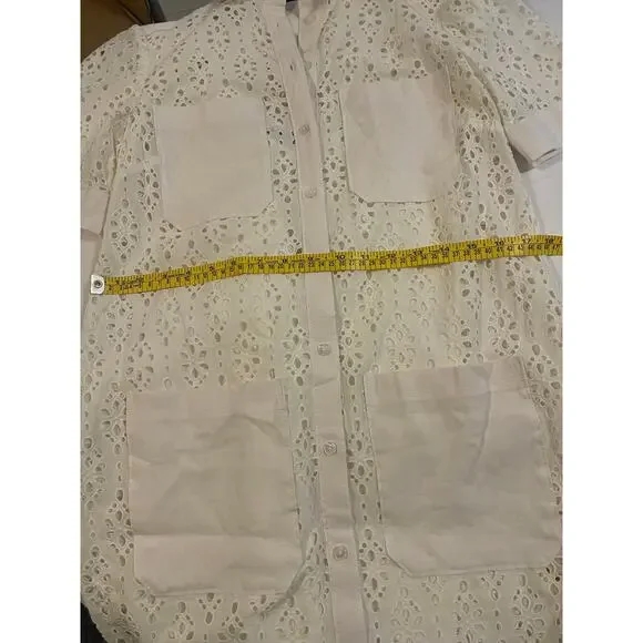 NWOT: Veronica Beard Rafaela Cotton Eyelet Mini Shirtdress - Picture 6 of 9